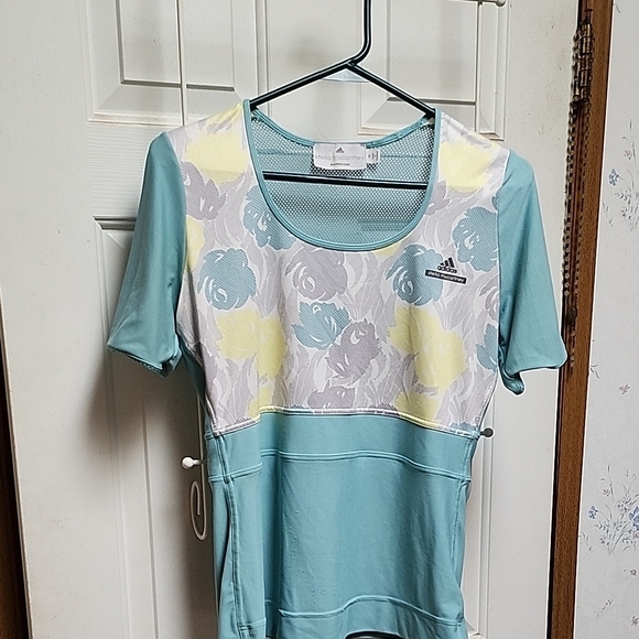 Adidas By Stella McCartney Teal and Yellow Floral Top - Picture 1 of 14